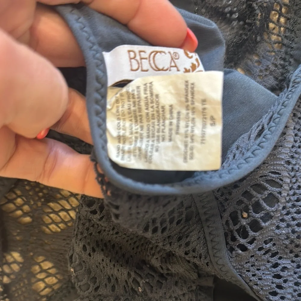 Becca Gray Lace One-Piece Swimsuit‎